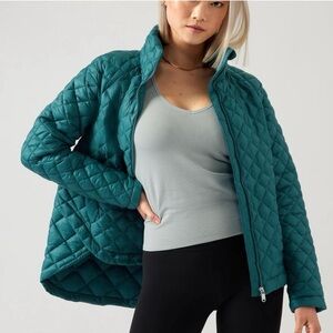 ATHLETA Whisper Featherless Puffer Jacket Quilted Borealis Green - Size Small
